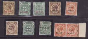 Jamaica-Sc#Mr1/Mr11,Sg74 pair-unused og group of 10 wartax-1916-19-gum