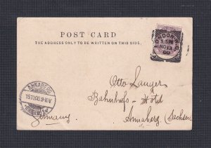 UK 1900 ‘TOWER BRIDGE’ POSTCARD LONDON W. C. SQUARED CIRCLE TO ANNABERG GERMANY