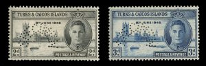 Turks & Caicos Islands #90-91S (SG 206-207s) Cat£80, 1946 Peace, set of two,...