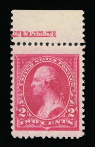 AFFORDABLE GENUINE SCOTT #250 F-VF MINT OG NH 1894 2¢ CARMINE TYPE-I BEP IMPRINT