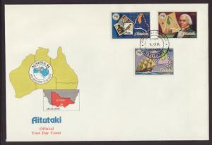 Aitutaki 351-353 Map,Ship,Bligh 1984 U/A FDC