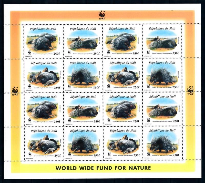 [94478] Mali 1998 Wild Life Porcupine WWF Sheet MNH