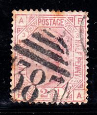 Great Britain used #66 2 1/2p Victoria Plate 3 Position PA Cancel 383