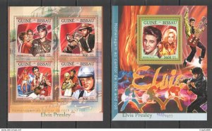 2016 Guinea-Bissau Famous People Music Elvis Presley 1Kb+1Bl ** Stamps St902