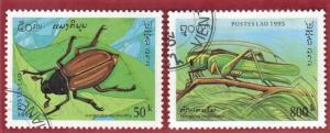 LAOS STAMPS SC# 1244+1246  *CTO* 1995   50+800k  INSECTS  SEE SCAN