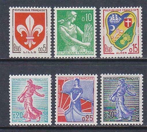 France 938-42A MNH 1960-61 Coat of Arms, Marianne Ship of State Set Very Fine