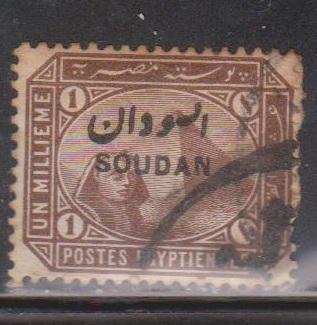 SUDAN Scott # 1 Used - Egypt Stamp Overprinted