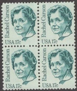 1981 Rachel Carson Block Of 4 17c Postage Stamps, Sc# 1857, MNH, OG