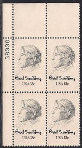 US 1731 MNH PB #38330 UL - Carl Sandburg