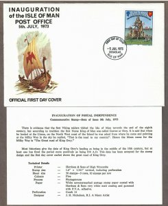 Isle of Man # 28 , Inauguration of Postal Independence FDC - I Combine S/H