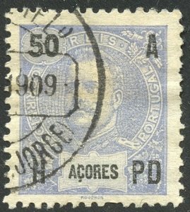 Azores Scott 106 UF-VFH - 1906 King Carlos - SCV $4.75