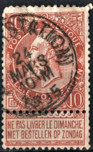 Belgium SC#65 10c King Leopold II with Label (1893) Used
