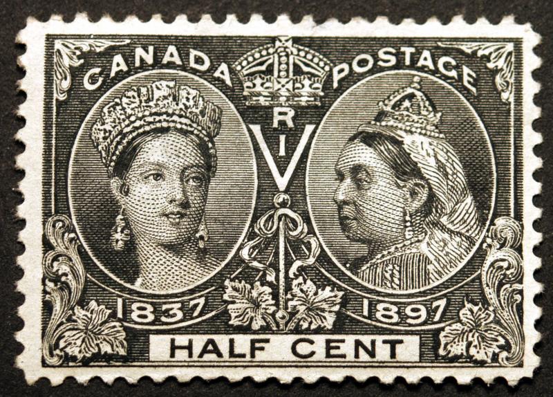 Canada #50 1/2cent Black 1897 Jubilee Issue  VF *MLH* small thin CV $150+