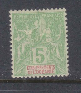 FRENCH OCEANIC SETTLEMENTS, 1900 Tablet, 5c. Yellow Green, lhm.
