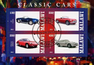 Malawi Classic  Vintage Car AC Cobra GT Souvenir Sheet of 4 Stamps