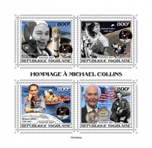 TOGO - 2021 - Tribute to Michael Collins - Perf 4v Sheet - Mint Never Hinged