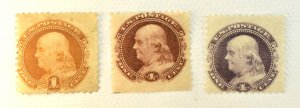 US STAMP SCOTT #112 1C FRANKLIN W/E4D & E4C MNH, 1869