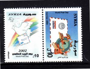 SYRIA #1514  2002  WORLD POST DAYMINT  VF NH  O.G  PAIR