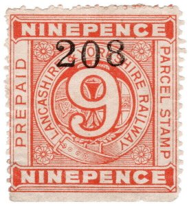 (I.B) Lancashire & Yorkshire Railway : Prepaid Parcel Stamp 9d