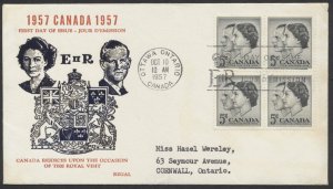 1957 #374 QEII Royal Visit FDC Block Regal Cachet Ottawa