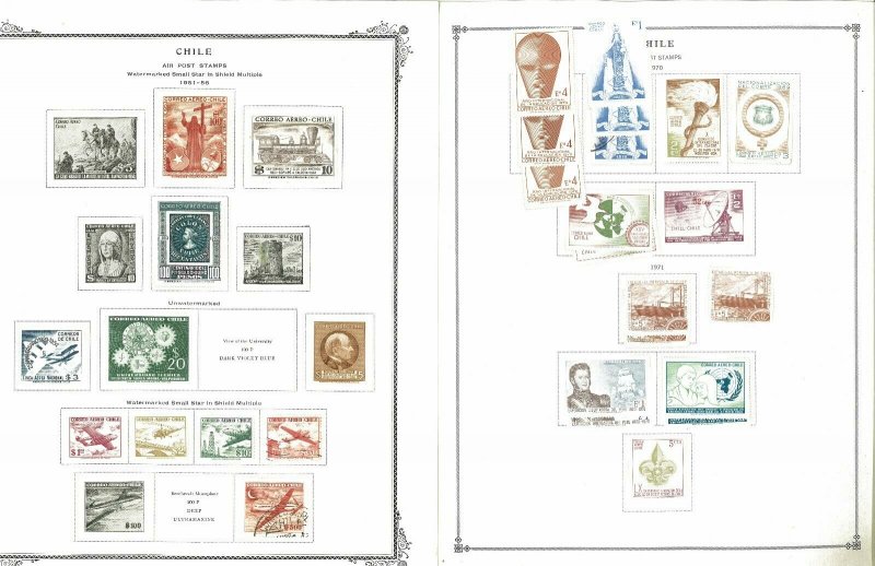 Chile 1944-1979 M & U Hinged on a Duplicated Mix of Scott Pages (41)