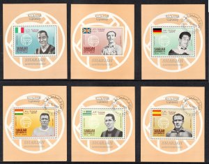 1968  Sharjah - Champions Of Sport - Football Players set of 6 Mini Sheets