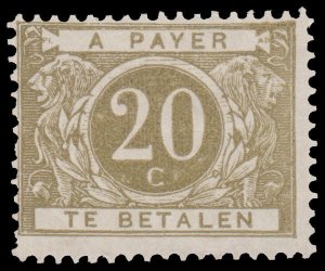 BELGIUM POSTAGE DUE STAMP 1895. SCOTT # J6. UNUSED.