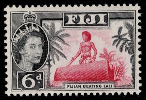 FIJI QEII SG314, 6d carmine & black, NH MINT.