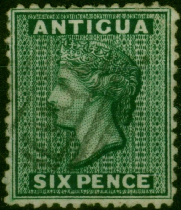 Antigua 1872  6d Blue-Green SG15x Wmk Reversed Fine Used