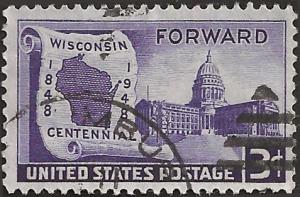 # 957 USED WISCONSIN STATEHOOD 100TH ANNIV.