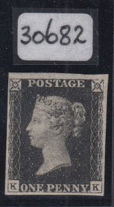 SG 2 1d black plate 8 lettered KK. Lightly mounted mint, original gum. Fine... 