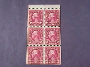 U.S.# 554c-MINT/HINGED-BOOKLET PANE OF 6--CARMINE--WASHINGTON--1923