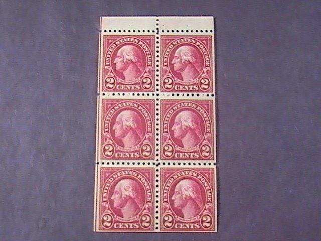 U.S.# 554c-MINT/HINGED-BOOKLET PANE OF 6--CARMINE--WASHINGTON--1923