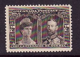 Canada-Sc#96-Unused 1/2c black brown-Quebec Tercentenary-og-NH-1908-Cdn237-