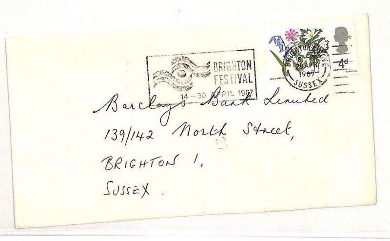 AI3 1967 GB TRANSORMA *27* Machine Sorting Trial Postmark Brighton Bank Cover