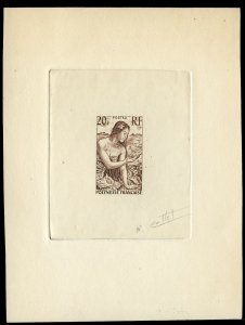 French Colonies, French Polynesia #190P, 1958 Girl with Shells on Beach, 20f ...