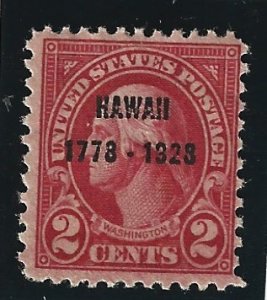 U.S. Scott #647 Mint 2c O/P Hawaii 1778 - 1928 stamp   2019 CV $4.00
