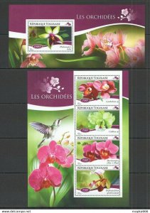 2014 Togo Flora Flowers Orchids Colibris Les Orchidees Kb+Bl ** Tg503