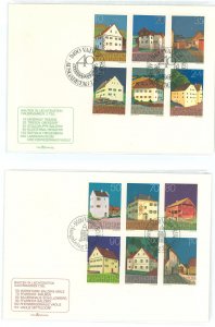 Liechtenstein 638-49 1978 Farmhouses(set of twelve) on two unaddressed FDC's with cachets