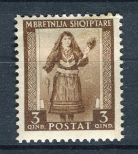 ALBANIA; 1939 early Local pictorial issue Mint hinged 3q. value