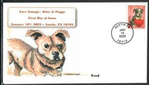 5746 - FDC -Love –Puppy and Heart -Wally Jr Cachet -Fred -Bullseye