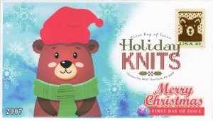 AO-4210-1, 2007, Holiday Knits, Bear, Digital Color Postmark, First Day Cover, S