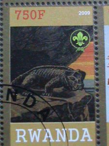 RWANDA-2009- WORLD FAMOUS MINERIALS & PREHISTORY ANIMALS CTO SHEET VERY FINE