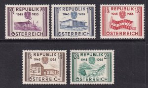 Austria  #599-603   MNH  1955  Re-establishment Austrian Republic