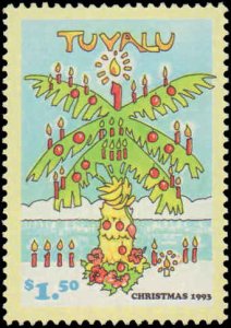 Tuvalu #653-656, Complete Set(4), 1993, Christmas, Never Hinged