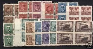 Canada #249 - #262 XF/NH Set Of Blocks