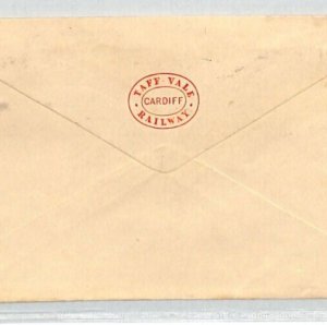 GB KGV Wales 1918 Cover *TAFF VALE RAILWAY* 1d Postal Stationery Cardiff XE58