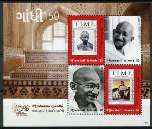 Marshall Islands Famous People Stamps 2018 MNH Mahatma Gandhi 150th Anniv 4v M/S