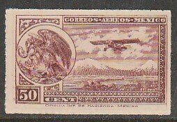 MEXICO C25, 50¢ Early Air Mail Plane and coat of arms. MINT, NH. F.