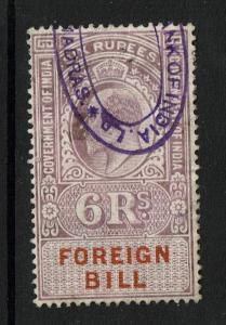 India 1904 6 Rupee Foreign Bill (BF#40) Used / Few Top Pinholes - S1203